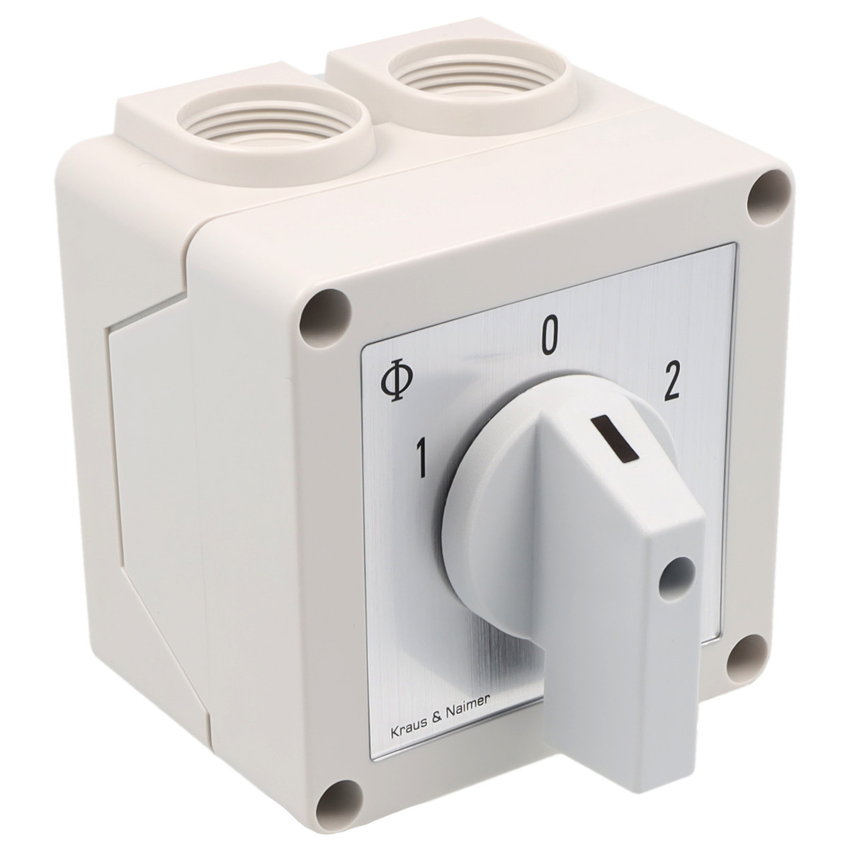 Kraus & Naimer Reversing changeover switch Motoromkeerschak. 25a 2pol 60° 1-0-2 in behuiz.ip42.