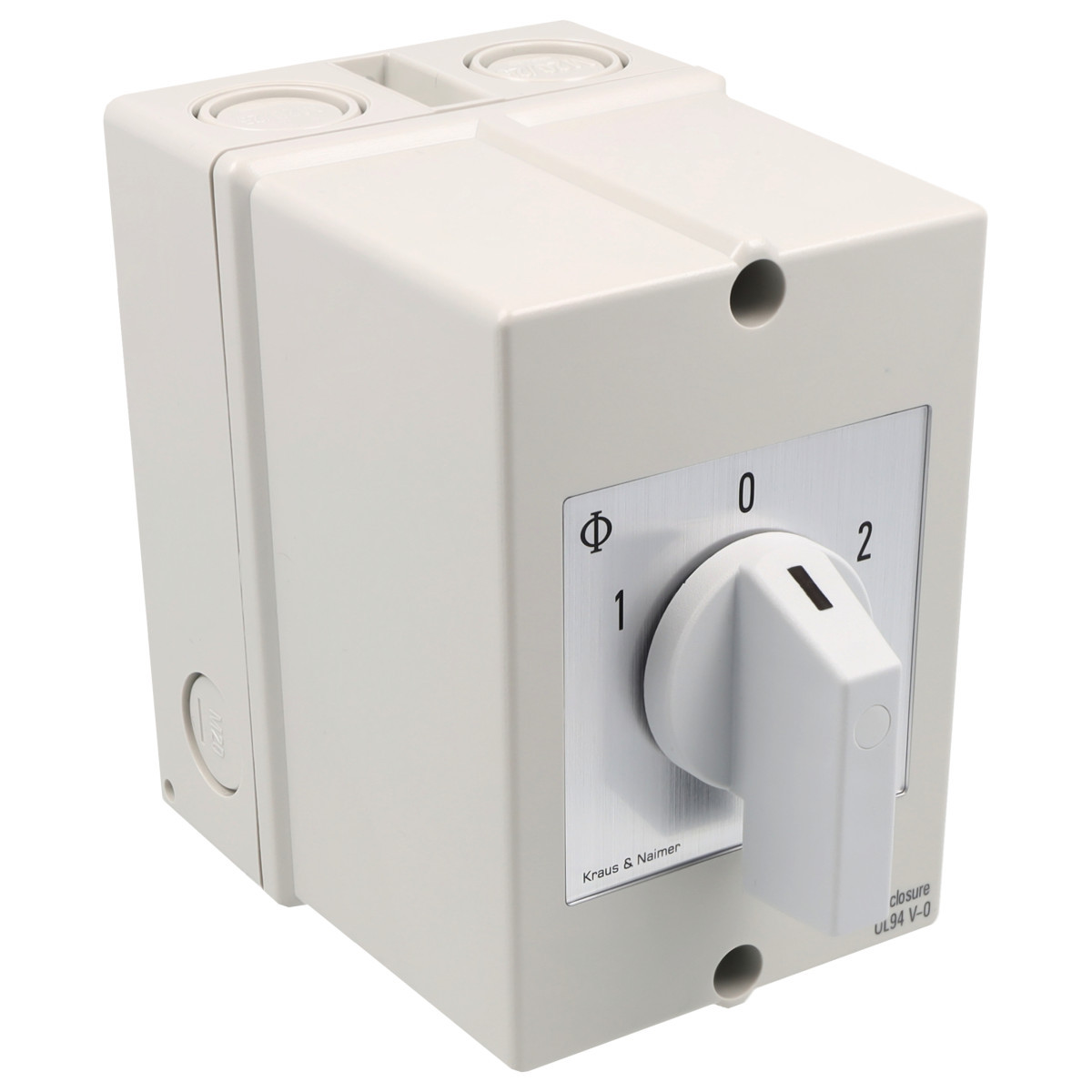 Kraus & Naimer Reversing changeover switch Motoromkeerschak. 25a 3pol 60° 1-0-2 in behuizing ip66/67