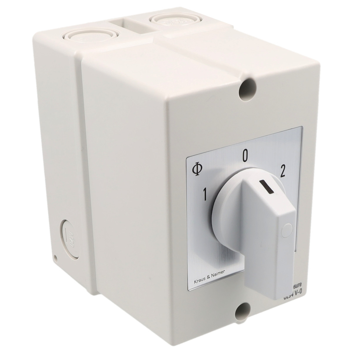 Kraus & Naimer Reversing changeover switch Motoromkeerschak. 32a 3pol 60° 1-0-2 in behuizing ip66/67