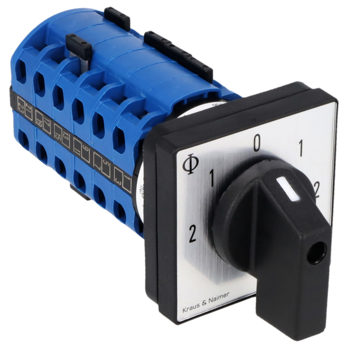 Kraus & Naimer Reversing motor switch Motoromkeerschak. 20a 45° 2-1-0-1-2 frontinb. 4-gats bev. ip40