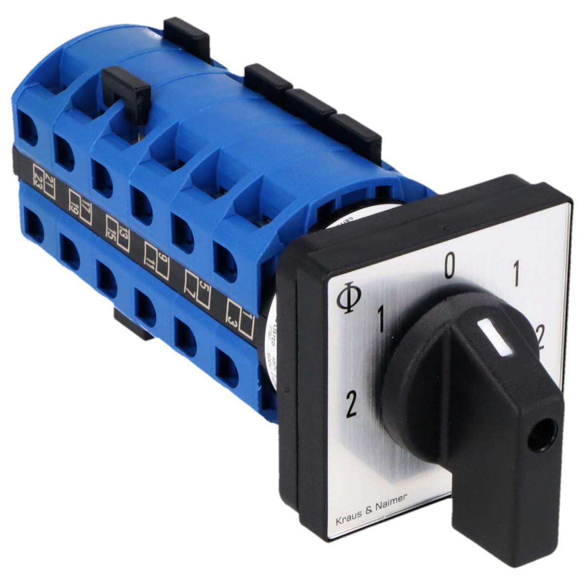 Kraus & Naimer Reversing motor switch Motoromkeerschak. 25a 45° 2-1-0-1-2 frontinb. 4-gats bev. ip40