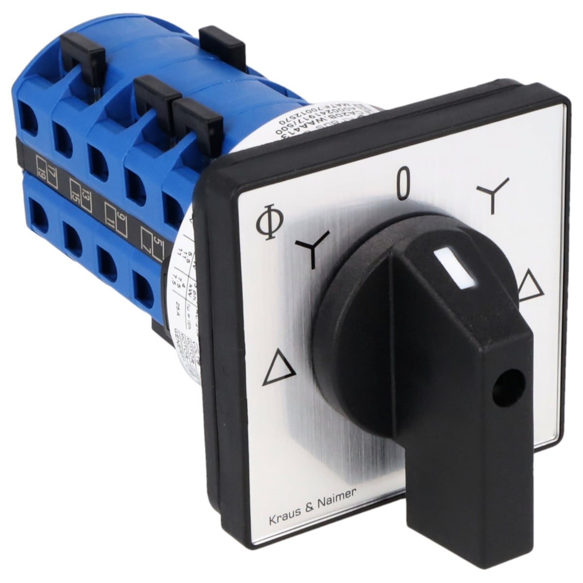 Kraus & Naimer Star-delta switch Ster-Driehoekschak. 25a 45° frontinb. 4-gats bev. ip40.