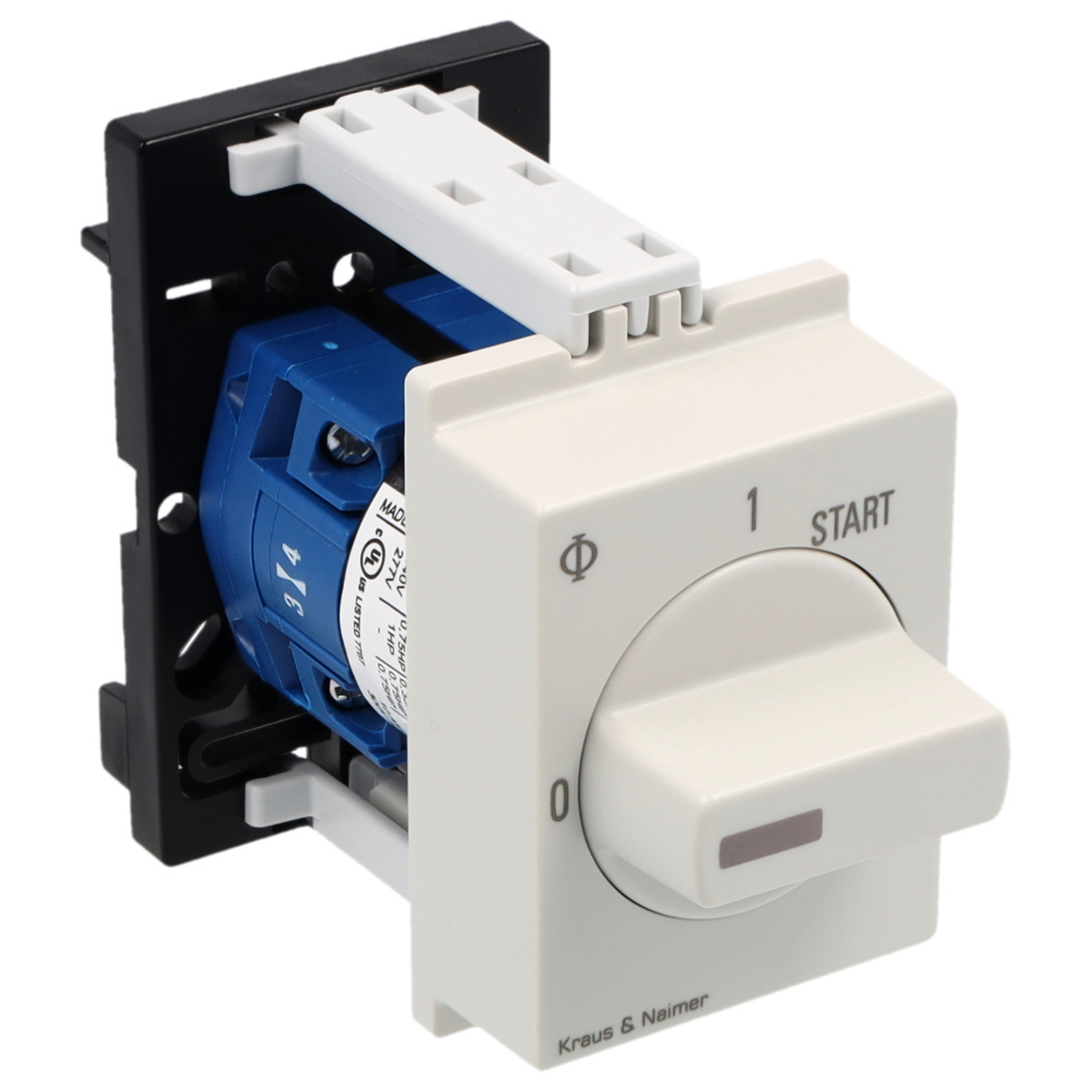 Kraus & Naimer Start stop switch 0-1<start impuls 10a 90° 0-1-start dinrail mont.