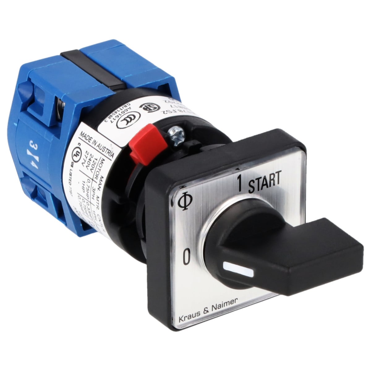Kraus & Naimer Start stop switch 0-1<start impuls 10a 90° 0-1-start frontinb. centr ip66/67/69K