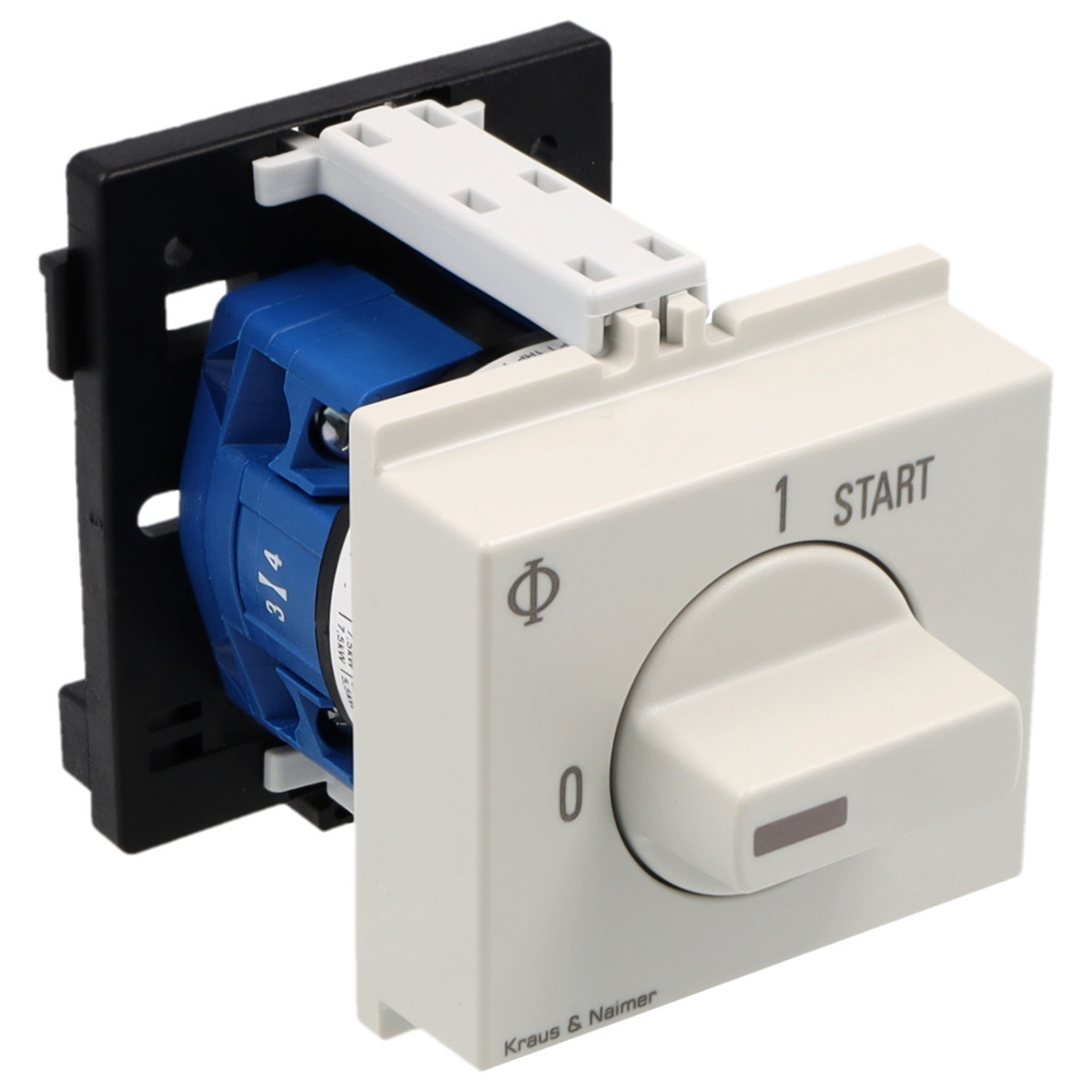Kraus & Naimer Start stop switch 0-1<start impuls 20a 90° 0-1-start dinrail mont.