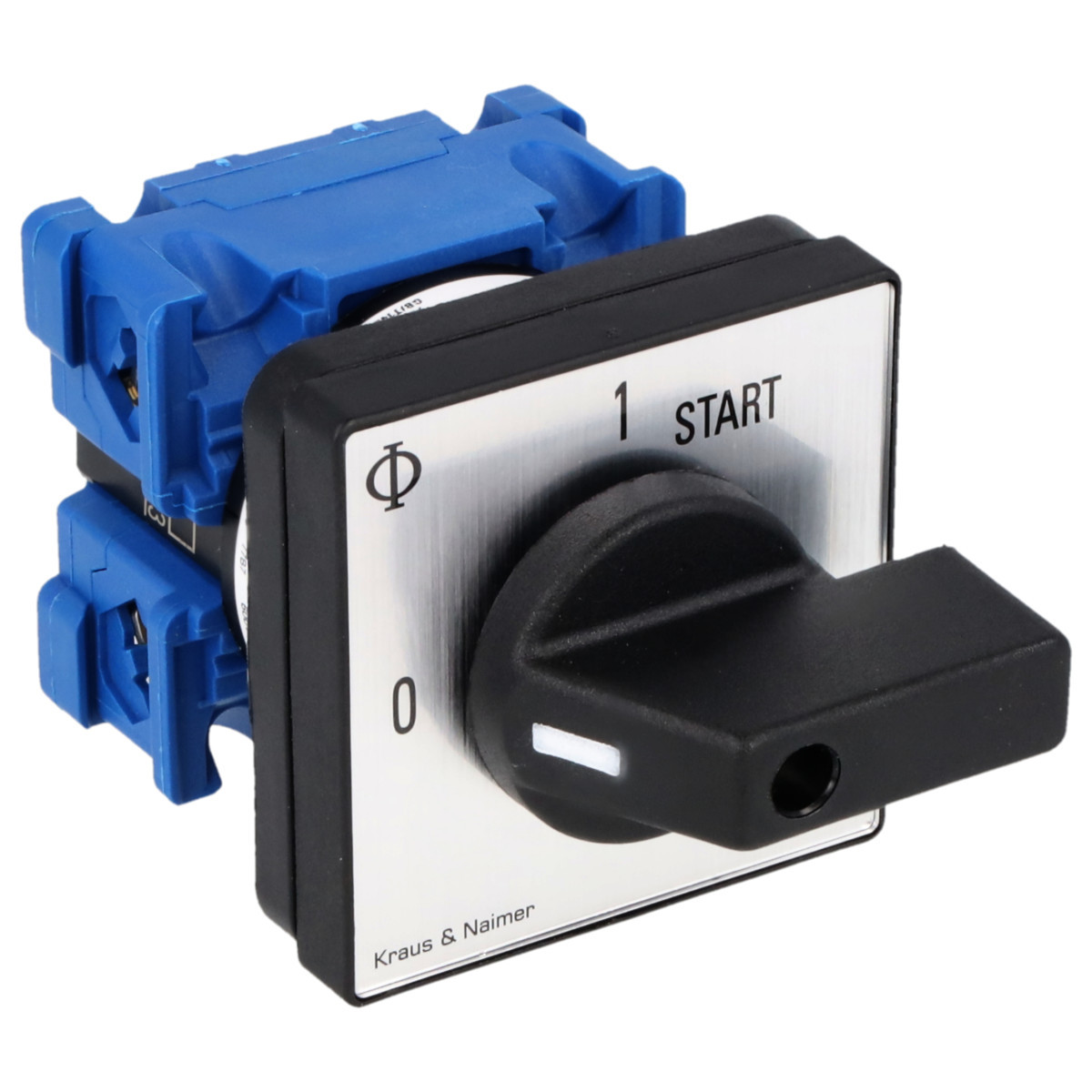 Kraus & Naimer Start stop switch 0-1<start impuls 20a 90° 0-1-start frontinb. 4-gats bev. ip40