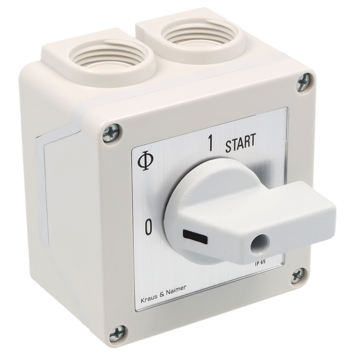 Kraus & Naimer Start stop switch 0-1<start impuls 20a 90° 0-1-start in behuizing ip42
