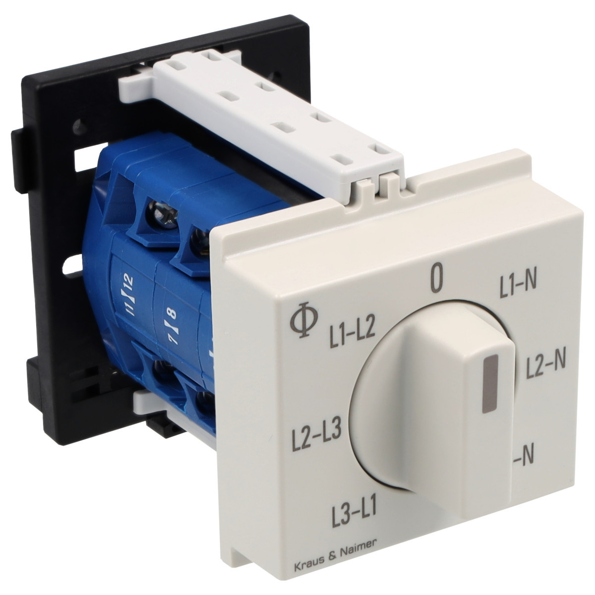 Kraus & Naimer Voltmeter changeover switch Voltmeter Omschak. 20a 45° met 0 stand dinrail mont.