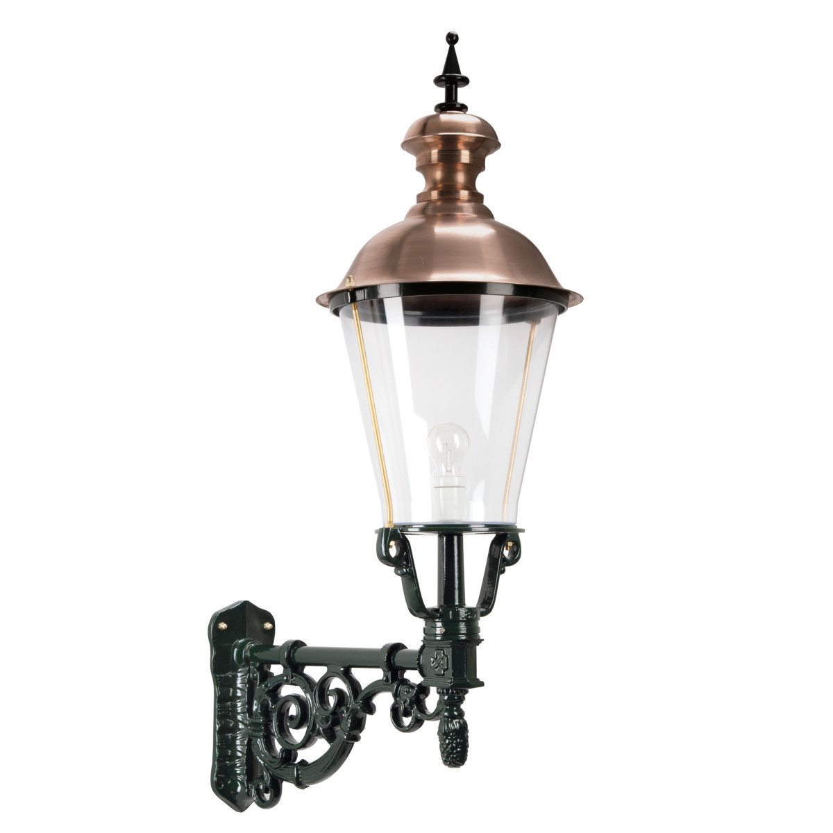 KS Amsterdam XL gevellantaarn e27 buitenlamp wand groen - koper deksel