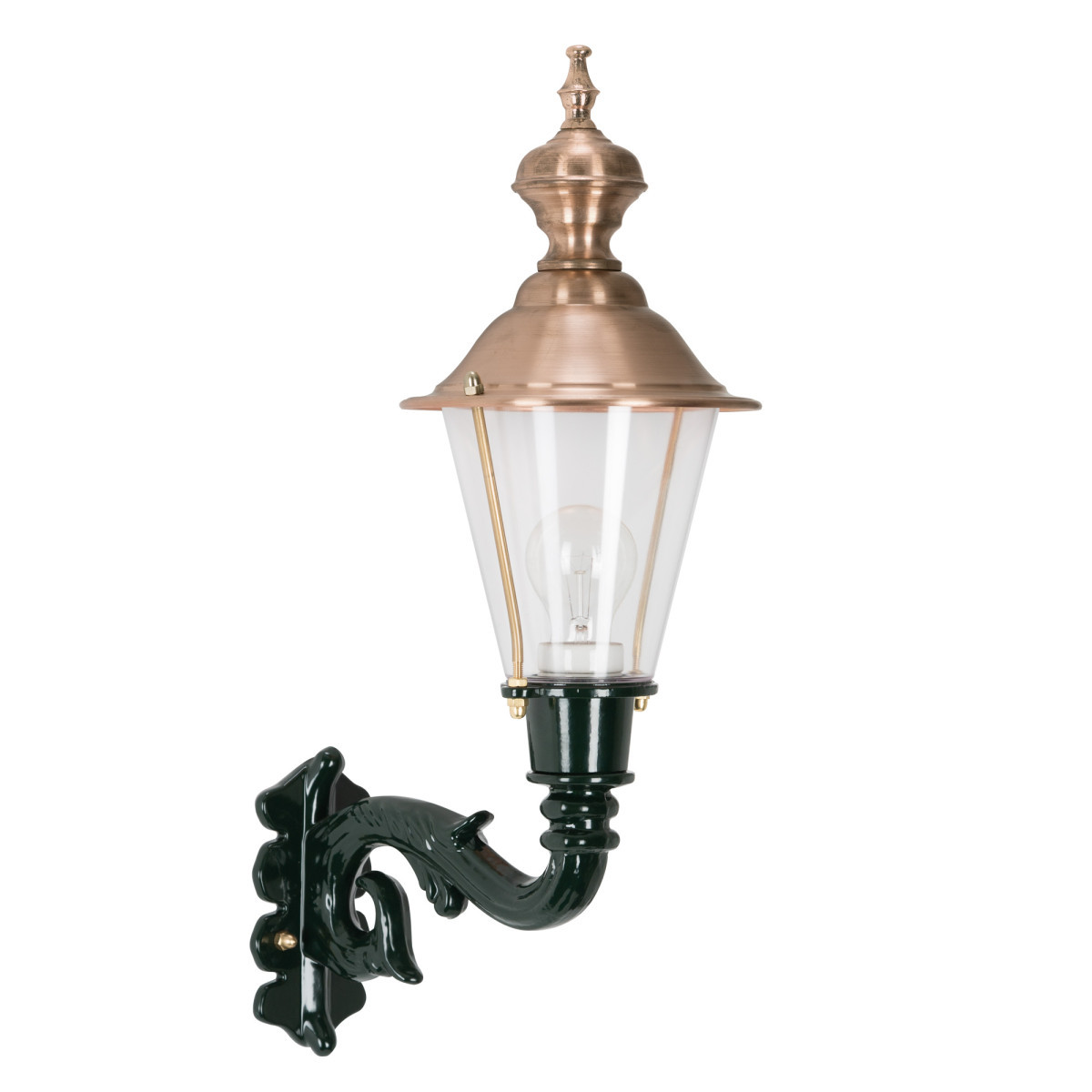 KS Hoorn M gevellantaarn e27 buitenlamp wand groen - koper deksel