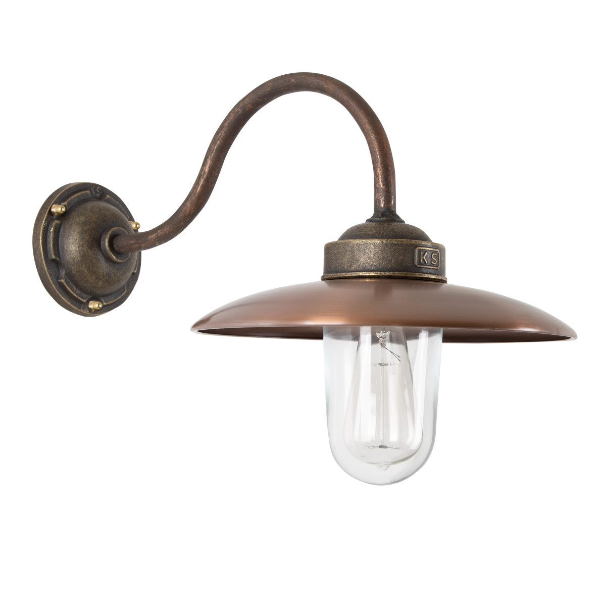 KS Landes stallamp e27 buitenlamp wand brons