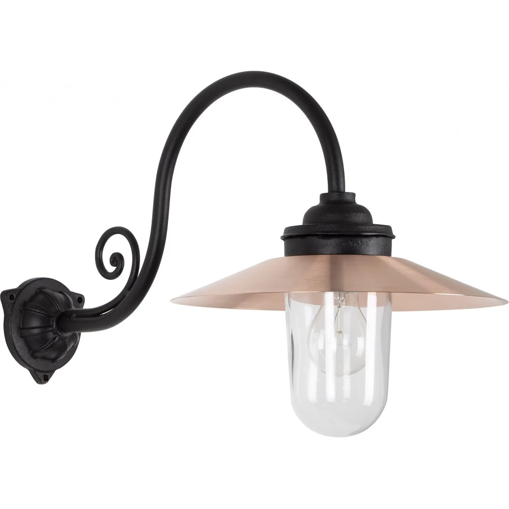 KS Rhone stallamp e27 buitenlamp wand zwart - koper deksel