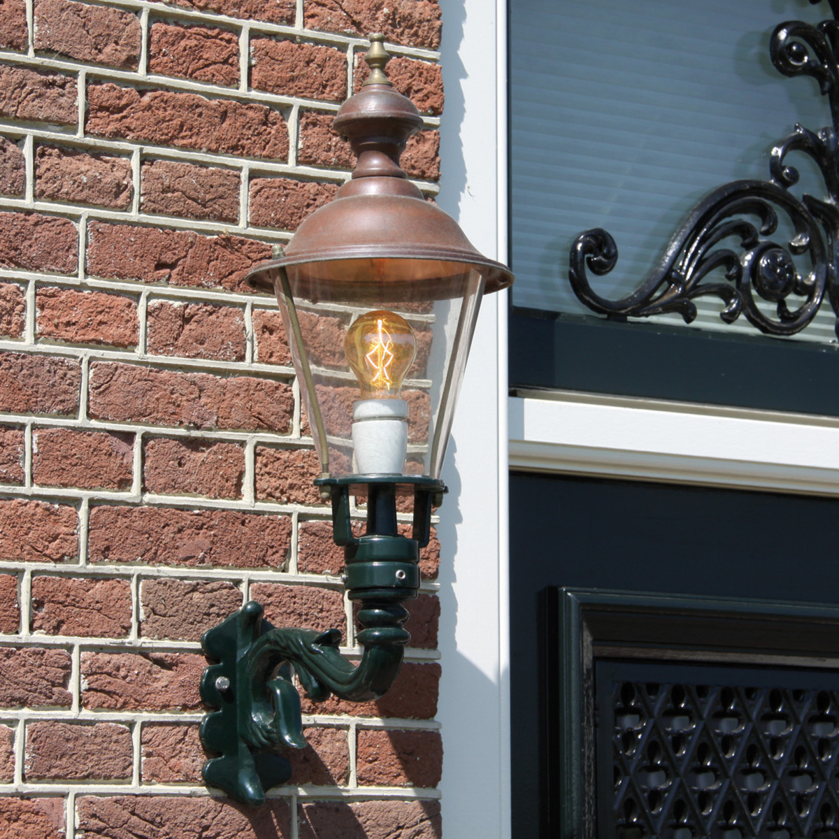 KS Schardam M gevellantaarn e27 buitenlamp wand groen - koper deksel