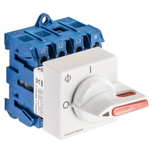 Kraus & Naimer Hauptschalter Lastscheider 4polig 0-1 32a dinrail bev. verdelerinbouw 45MM. verg.