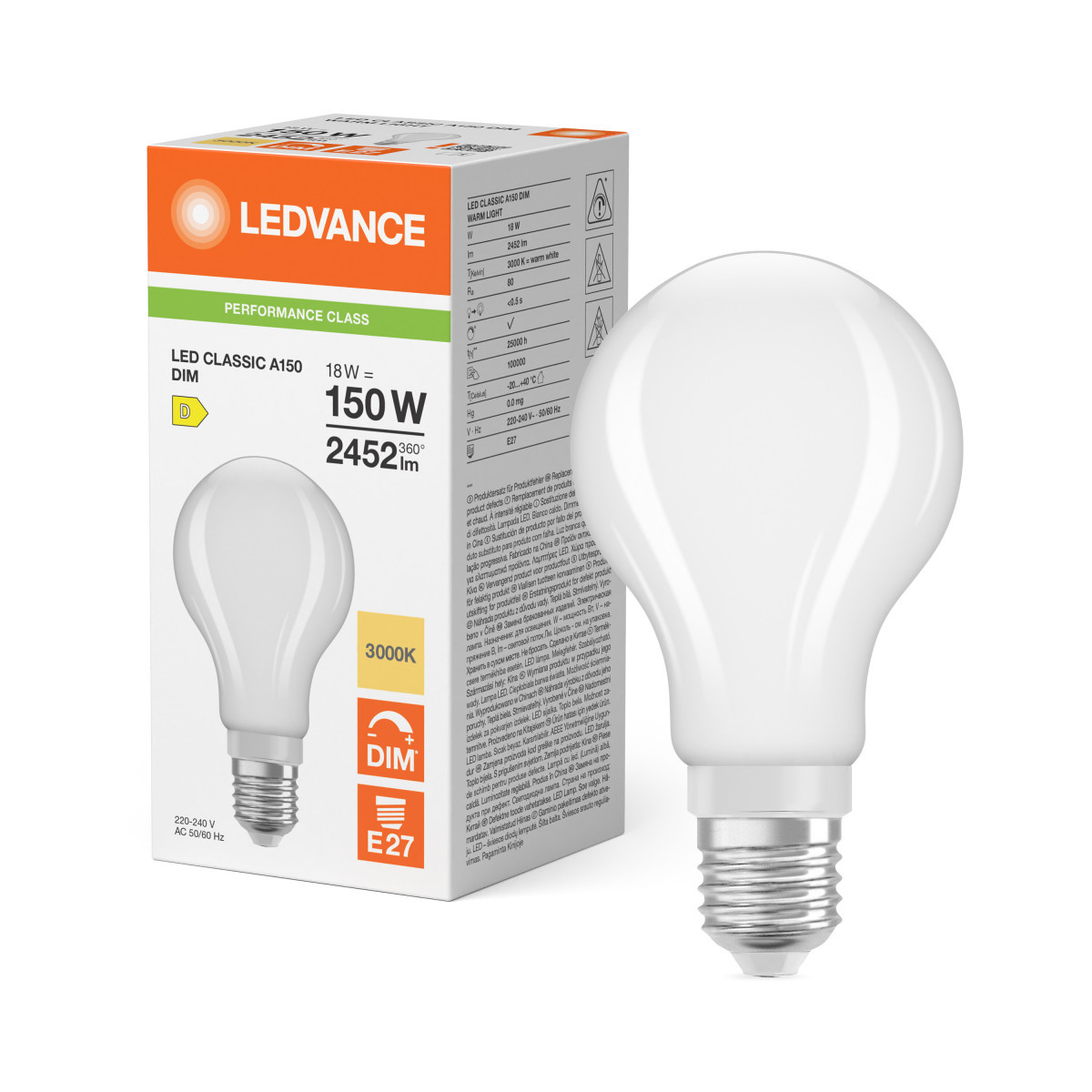 Ledvance LED CLASSIC A DIM P Led Classic A dim P 18W 830 frosted e27