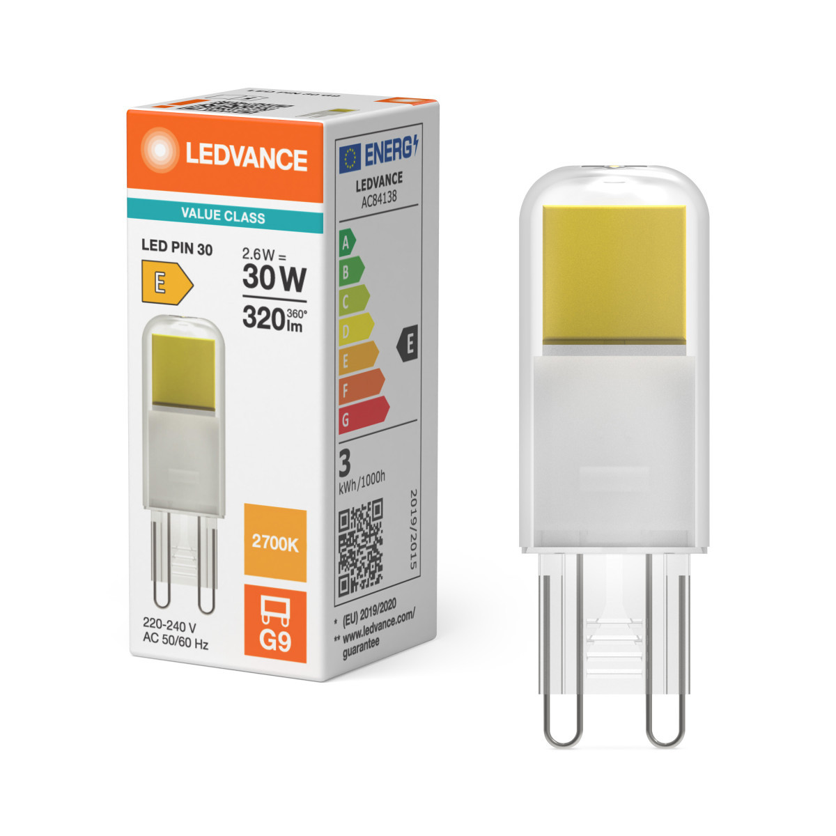 Ledvance LED PIN G9 V Led Pin G9 V 2.6W 827 clear G9