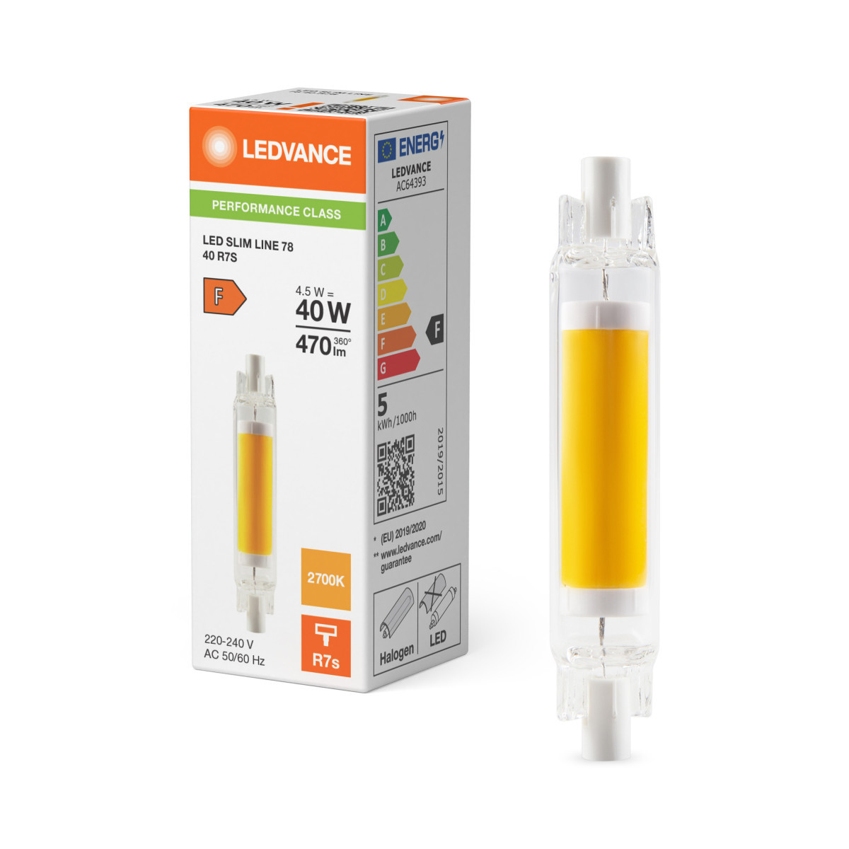 Ledvance LED SLIM LINE R7s P Led Slim line R7S P 4.5W 827 glas R7S
