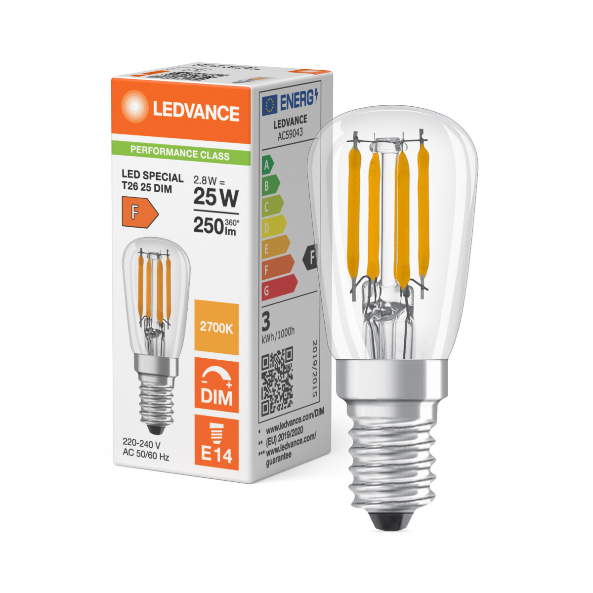 Ledvance LED SPECIAL T26 DIM P Led Special T26 dim P 2.8W 827 clear e14