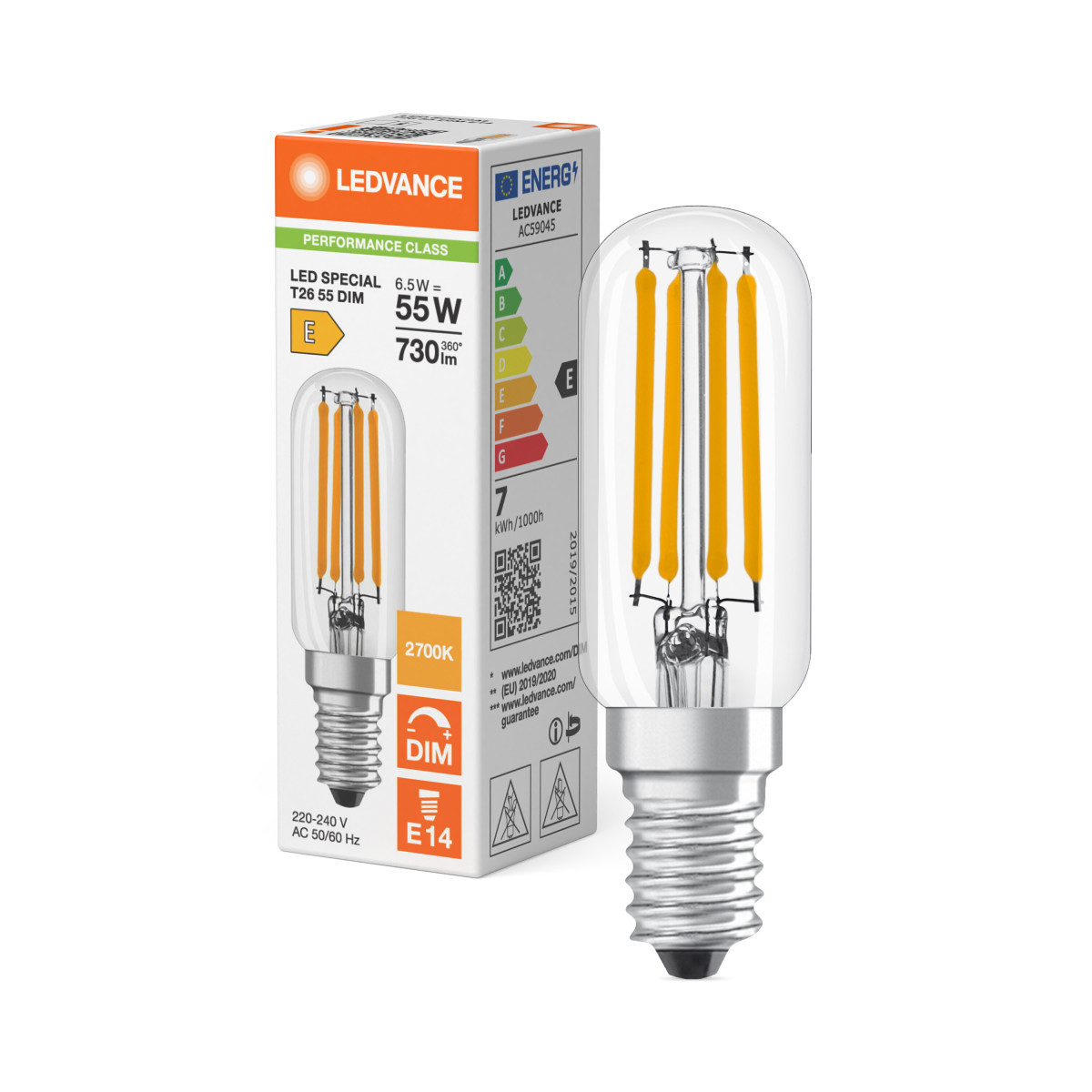 Ledvance LED SPECIAL T26 DIM P Led Special T26 dim P 6.5W 827 clear e14