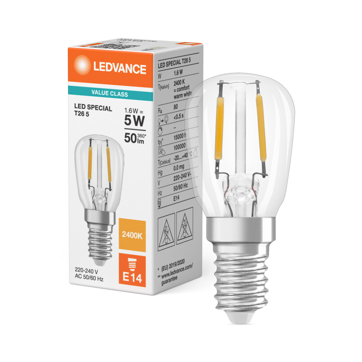 Ledvance LED SPECIAL T26 V Led Special T26 V 1.6W 824 clear e14