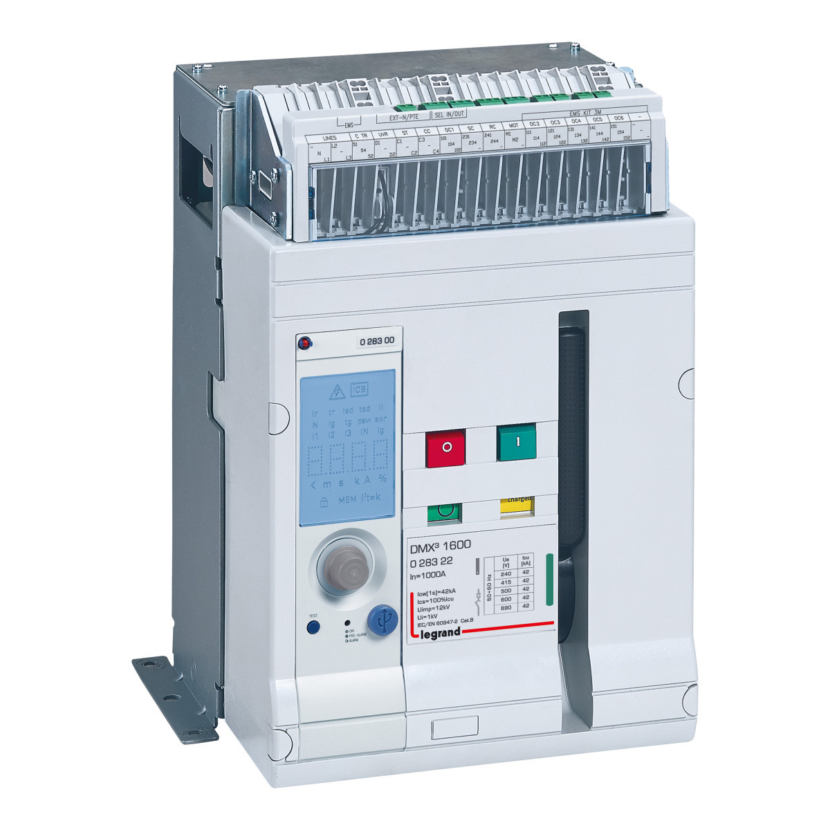 Legrand Air Circuit Breaker Acb DMX³ 1600, icu 42ka, 3-polen, vastgemonteerd, inom 1000a