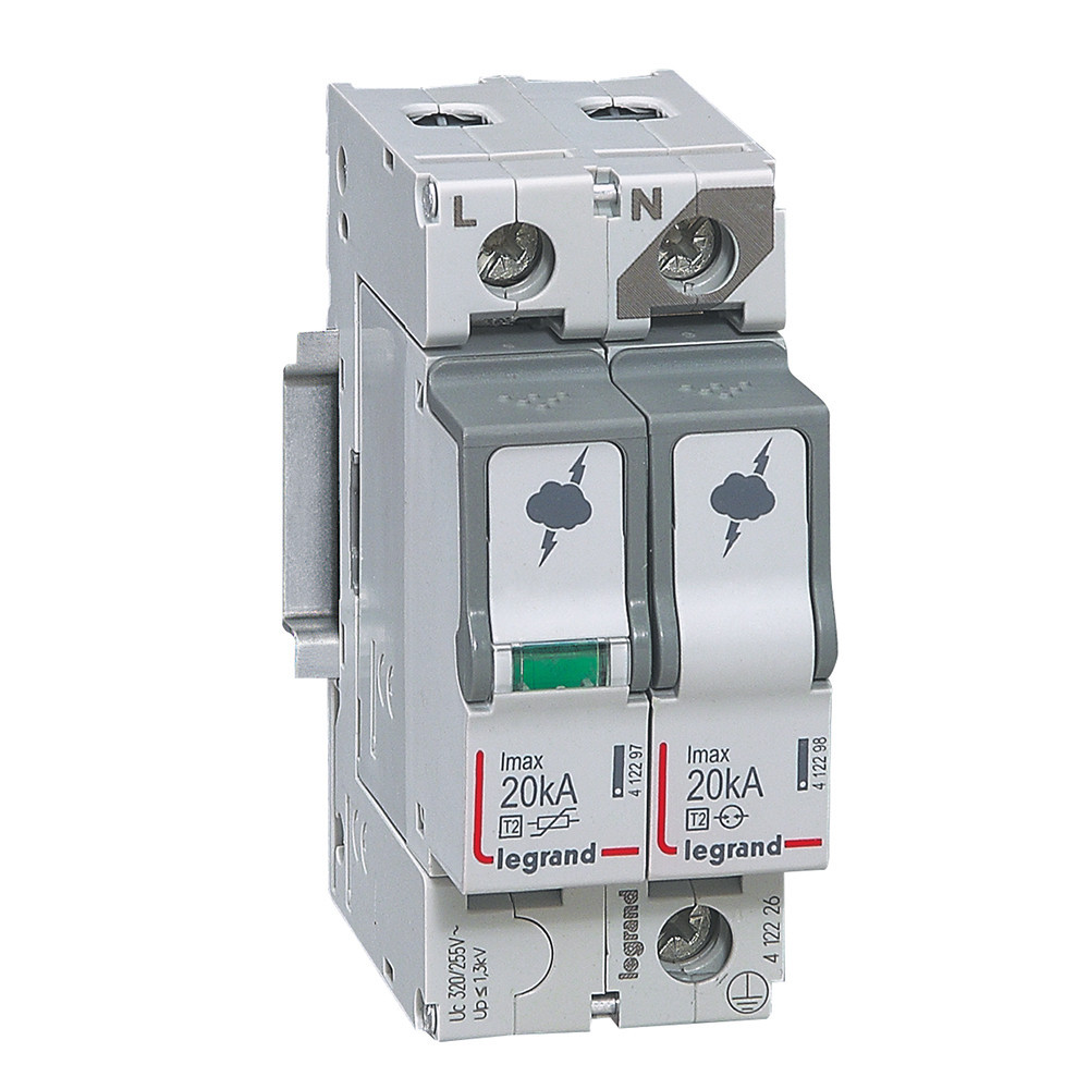 Legrand Componenten Overspanningsbeveiliger T2 - 1P+N - 20ka 1.2KV - uc 320V