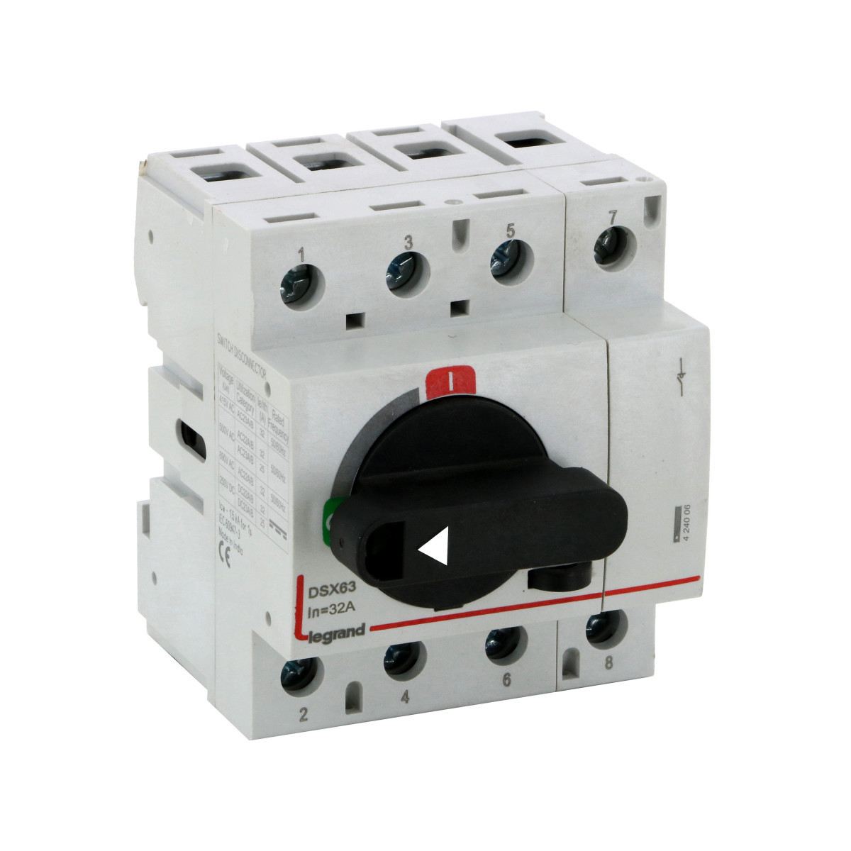 Legrand Componenten Scheidingsschakelaar DSX63 4P - 32a + draaihendel - breedte 3 mod.