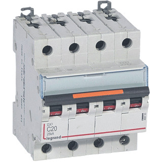 Legrand Lexic installatieautomaat C karakteristiek 20a 4P 3 beveiligd incl nul 4te
