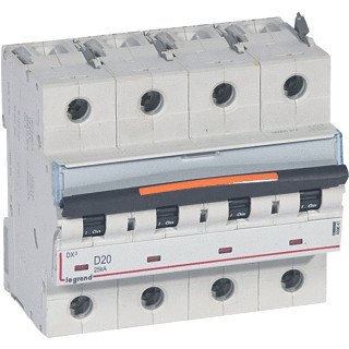 Legrand Lexic installatieautomaat D karakteristiek 20a 4P 3 beveiligd incl nul 6te