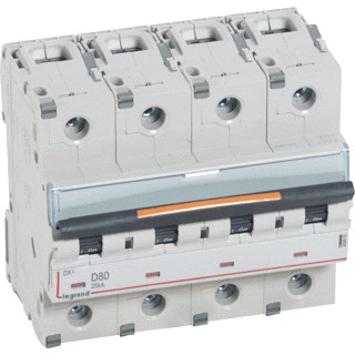 Legrand Lexic installatieautomaat D karakteristiek 80a 4P 3 beveiligd incl nul 6te