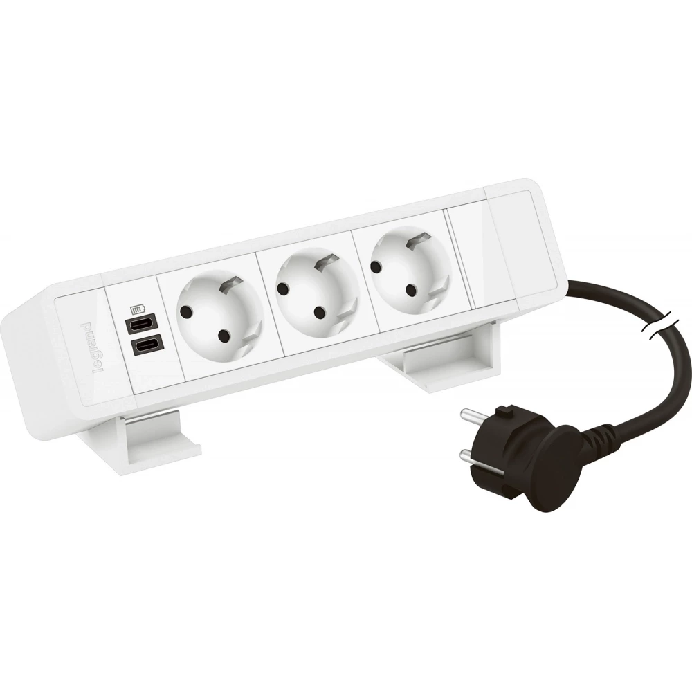 Legrand Incara Bureaublok Wit -3 WCD + 1 usb C+C 15W - snoer l2m+stekker