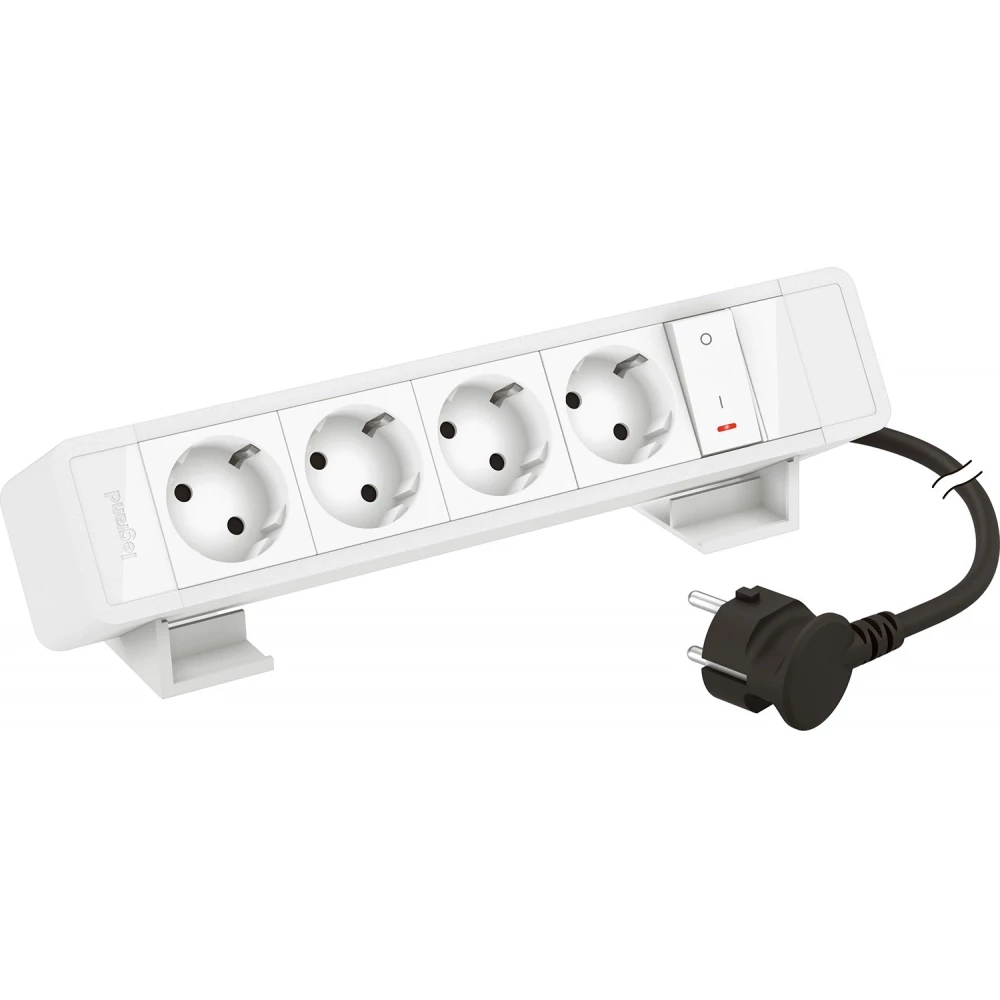 Legrand Incara Bureaublok Wit -4 WCD + 1 verlichte schakelaar - snoer l2m+stekker