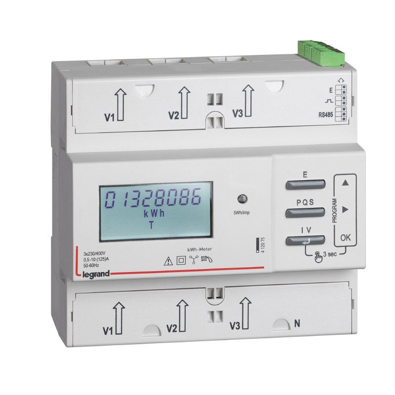 Legrand KWH-meter driefasig 125a mid met impulsen/RS485 poort