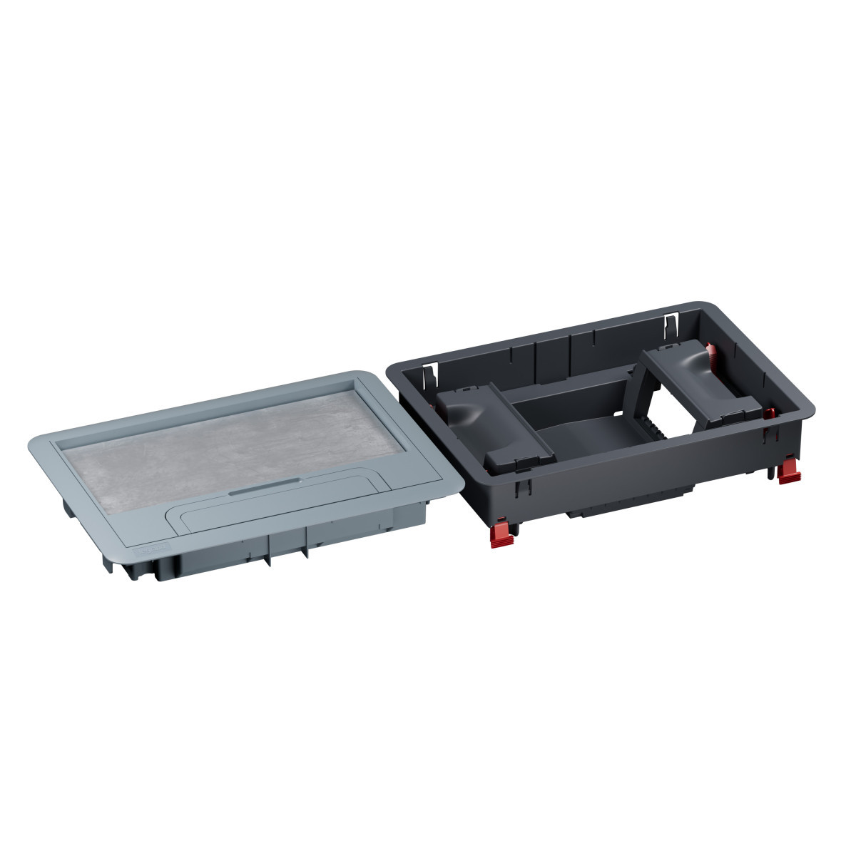Legrand Legrand Dekselset Kunststf rechth.tapijtr.+inbouwframe vert.8mod. betonvloer