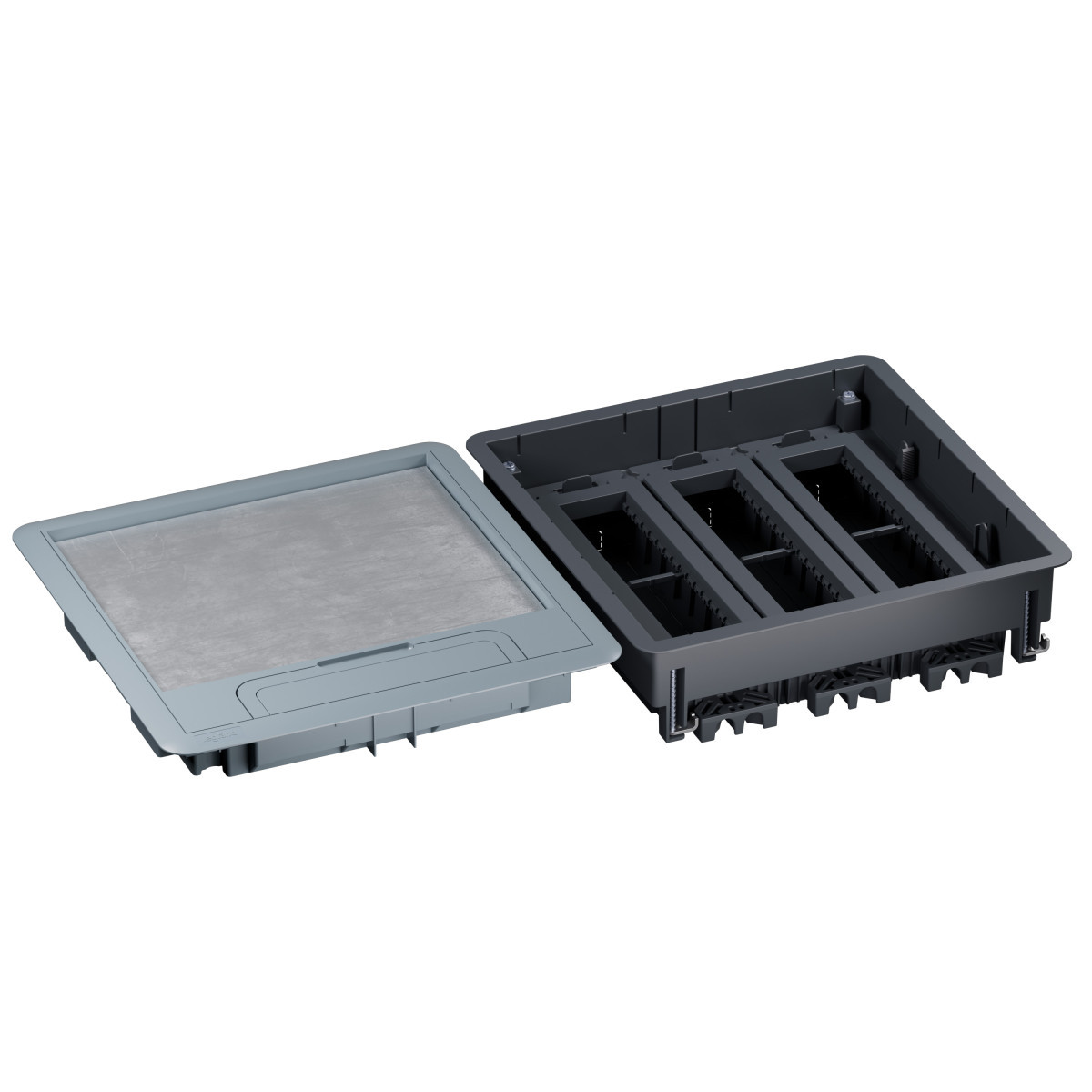 Legrand Legrand Dekselset Kunststf vierk.tapijtr.+inbouwframe hor.24mod. verh.vloer