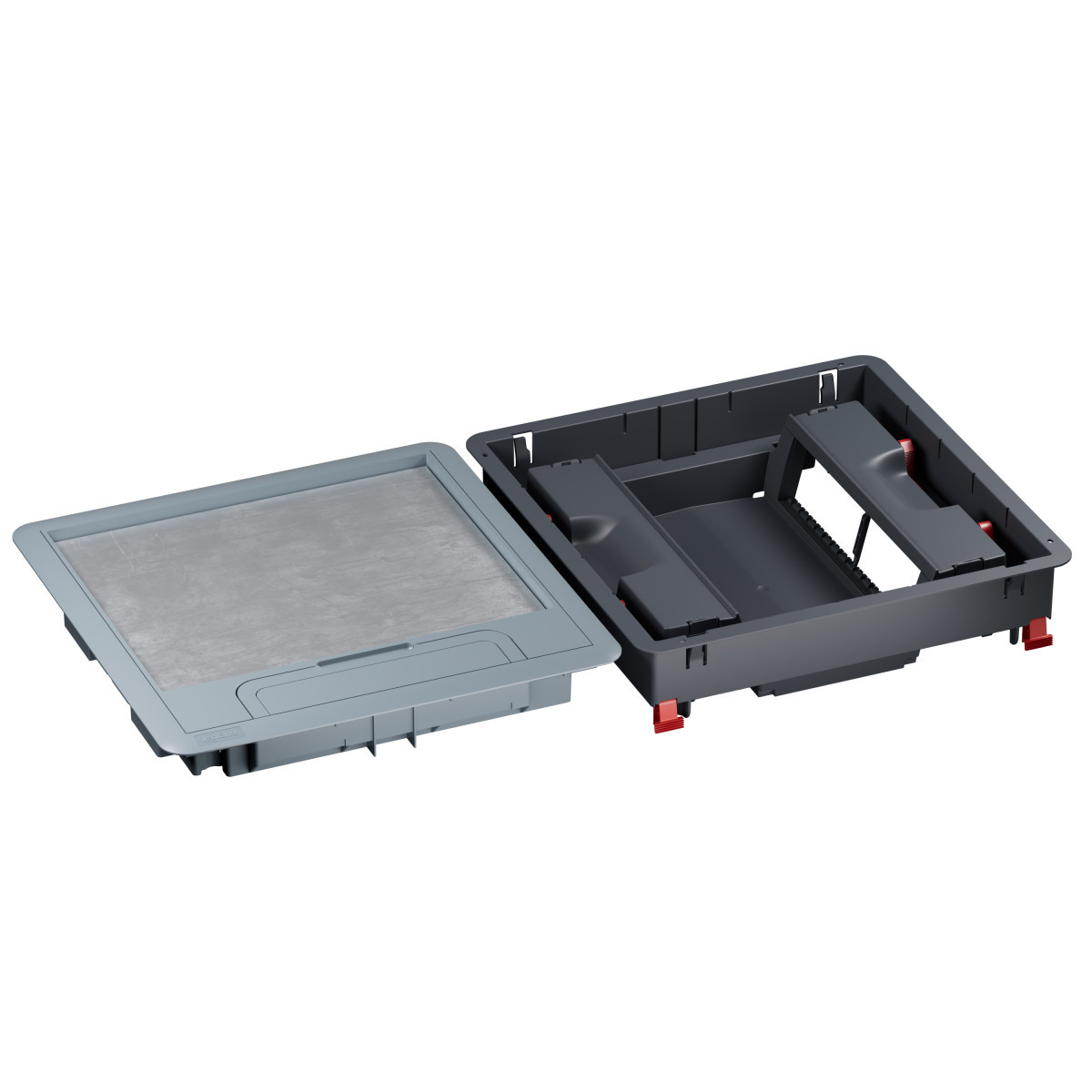 Legrand Legrand Dekselset Kunststf vierk.tapijtr.+inbouwframe vert.16mod. betonvloer
