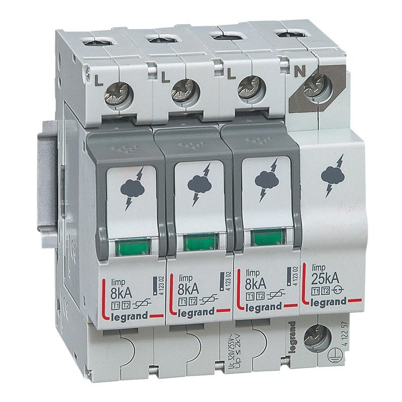 Legrand Overspanningsbeveiliger T1+T2-3P+N-8ka 1.3KV-uc 320V