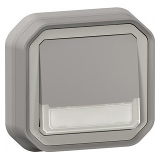 Legrand Plexo drukknop no verlicht (12V) met etikethouder - inbouw ip55 grijs