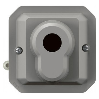 Legrand Plexo pulsschakelaar 3 standen voor europese cilinder grijs