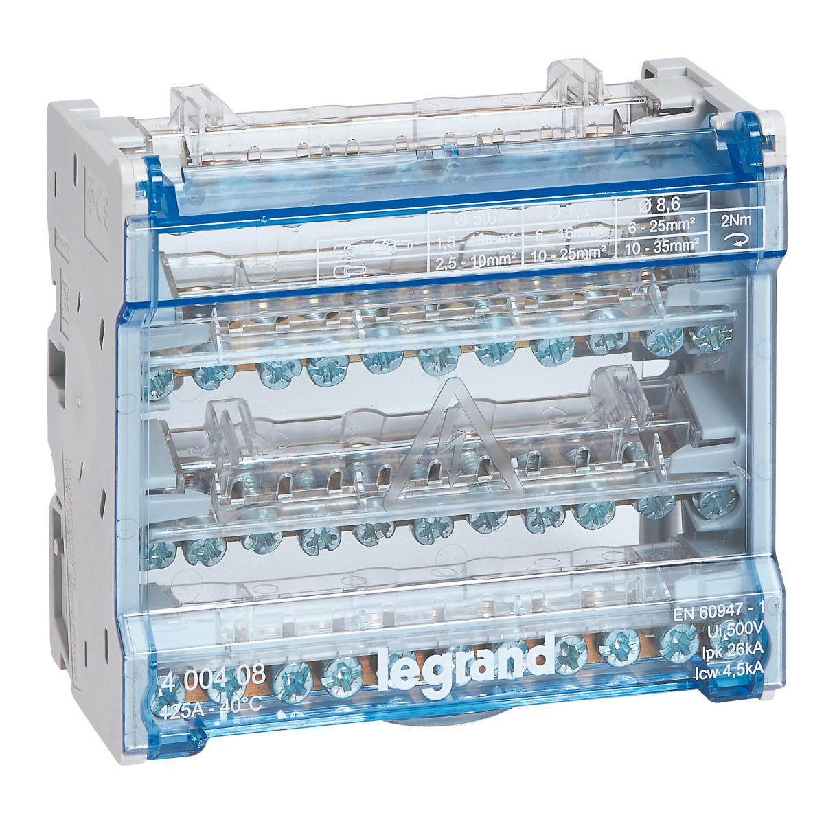 Legrand Stroomverdeling Verdelerklem 4P 125a - 11 aansluitingen met schroeven - 26ka - 6 mod.