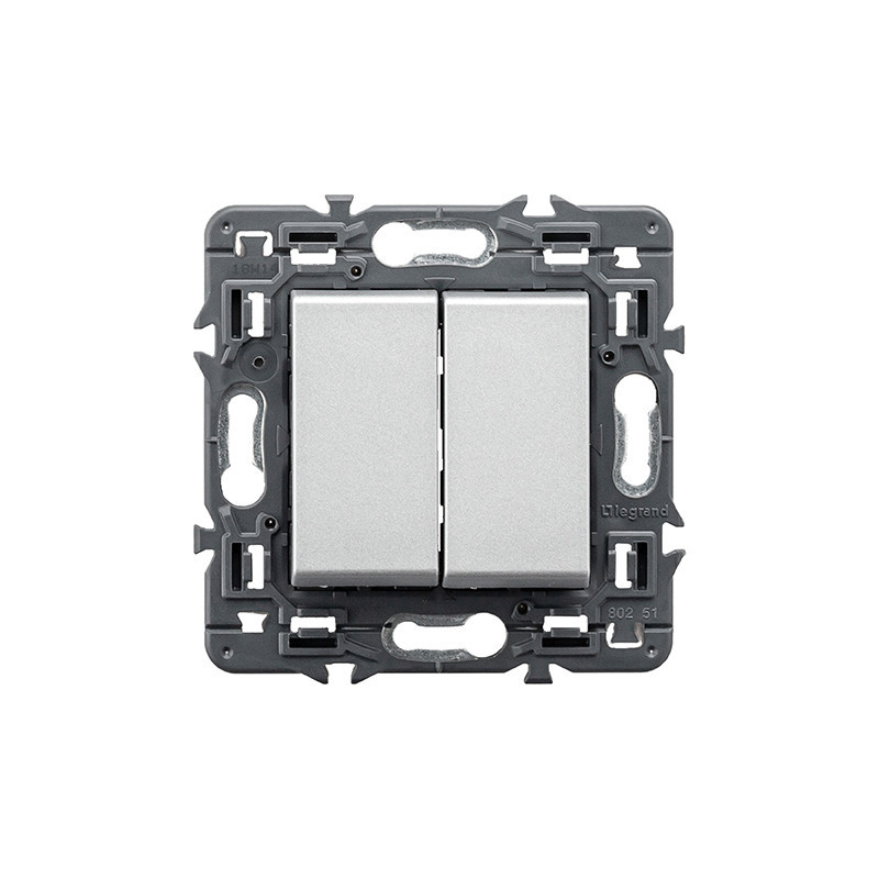 Legrand Schakelmateriaal Val Dubbele pulsdrukker 6a volledig app. alu