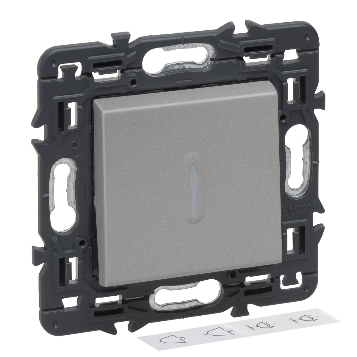 Legrand Schakelmateriaal Val Pulsdrukker verlicht 6a volledig app. alu