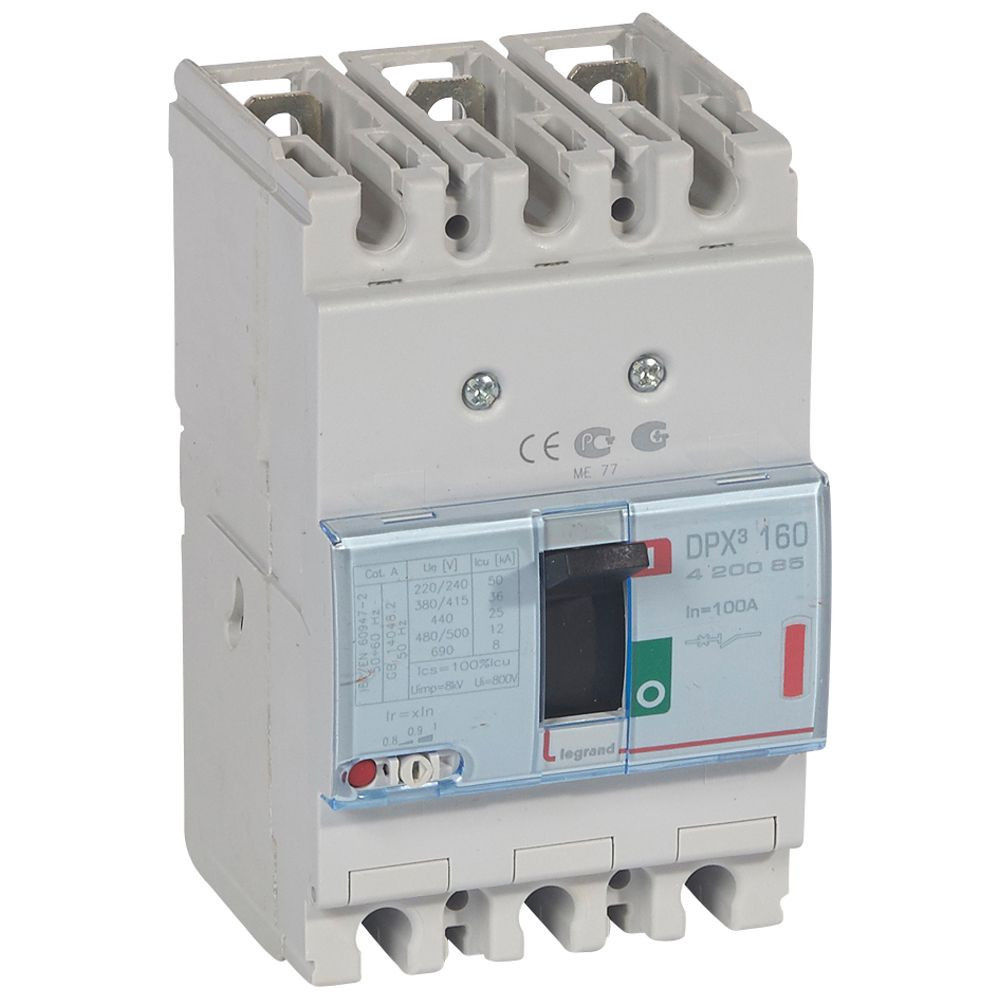 Legrand Vermogensschakelaar MCCB DPX³ 160 thermomagnetisch 100a 3-polen icu 36ka
