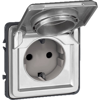 Legrand Soliroc wandcontactdoos moduledrager ra 1V KV chroom