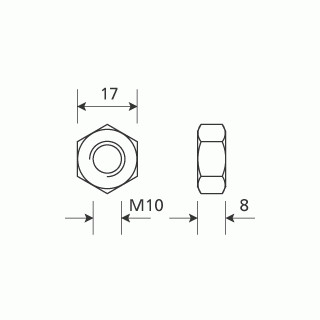 Legrand GCS2 moer M10 onbehandeld RVS