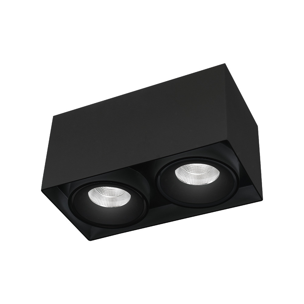 Lumiparts Caja Opbouw Downlighter caja led 2-lichts zwart 3000K