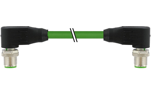 Murrelektronik Data Connectors M12 Male 90°/M12 male 90° D-cod. pur 1x4xawg22 shielded GN 3M