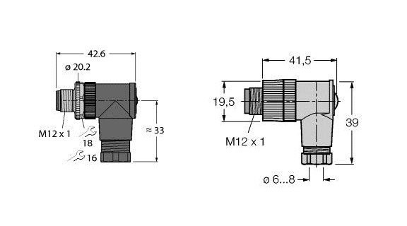 Turck M12 × 1 round connector male angled customizable