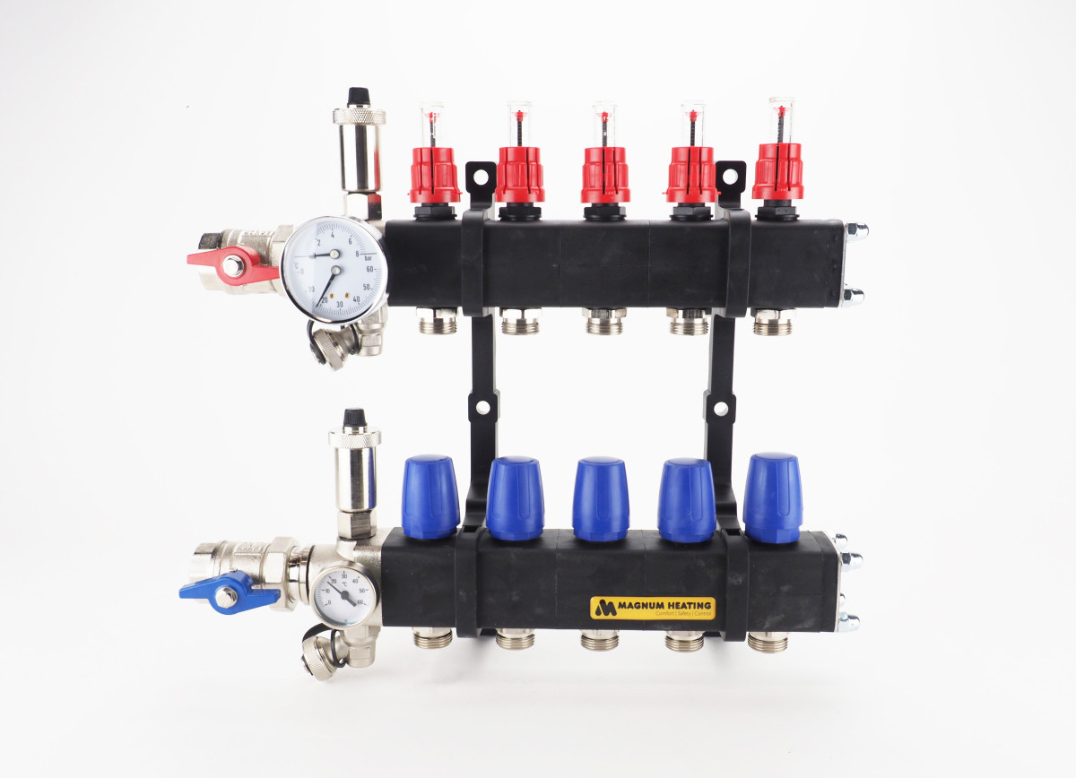 Magnum Verdeler Manifold Regelunit Premium kunststof open vloerverwarming verdeler 6 groeps
