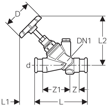 Mapress brons 45 GR spindelafsluiter 42 MM